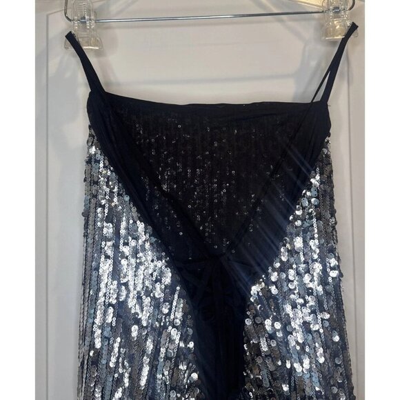 H&M Women’s All Over Sequin Mini Spaghetti Strap Tie Back Lined Dress Sz XL NEW - Picture 5 of 13